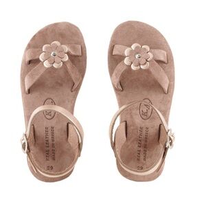 Cyclamen Handmade Leather Sandals with Flower Design made in Greece